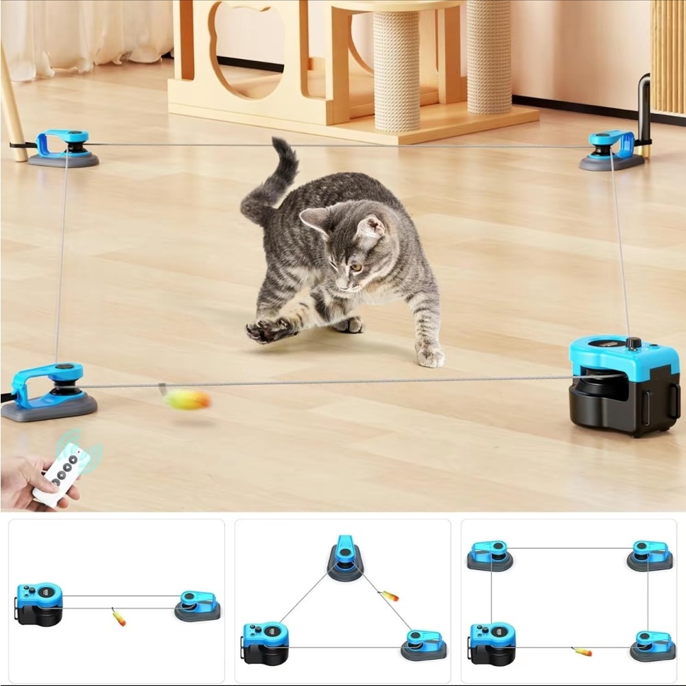 Blue Interactive Cat Toy with Motion Sensors